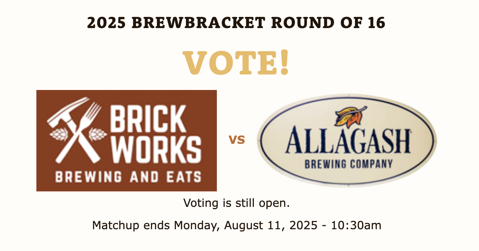 Brick Works Brewing vs Allagash Beer in the 2025 Odessa Brewbracket Sweet Sixteen Brick Works Brewing vs Allagash Beer in the 2025 Odessa Brewbracket Sweet Sixteen