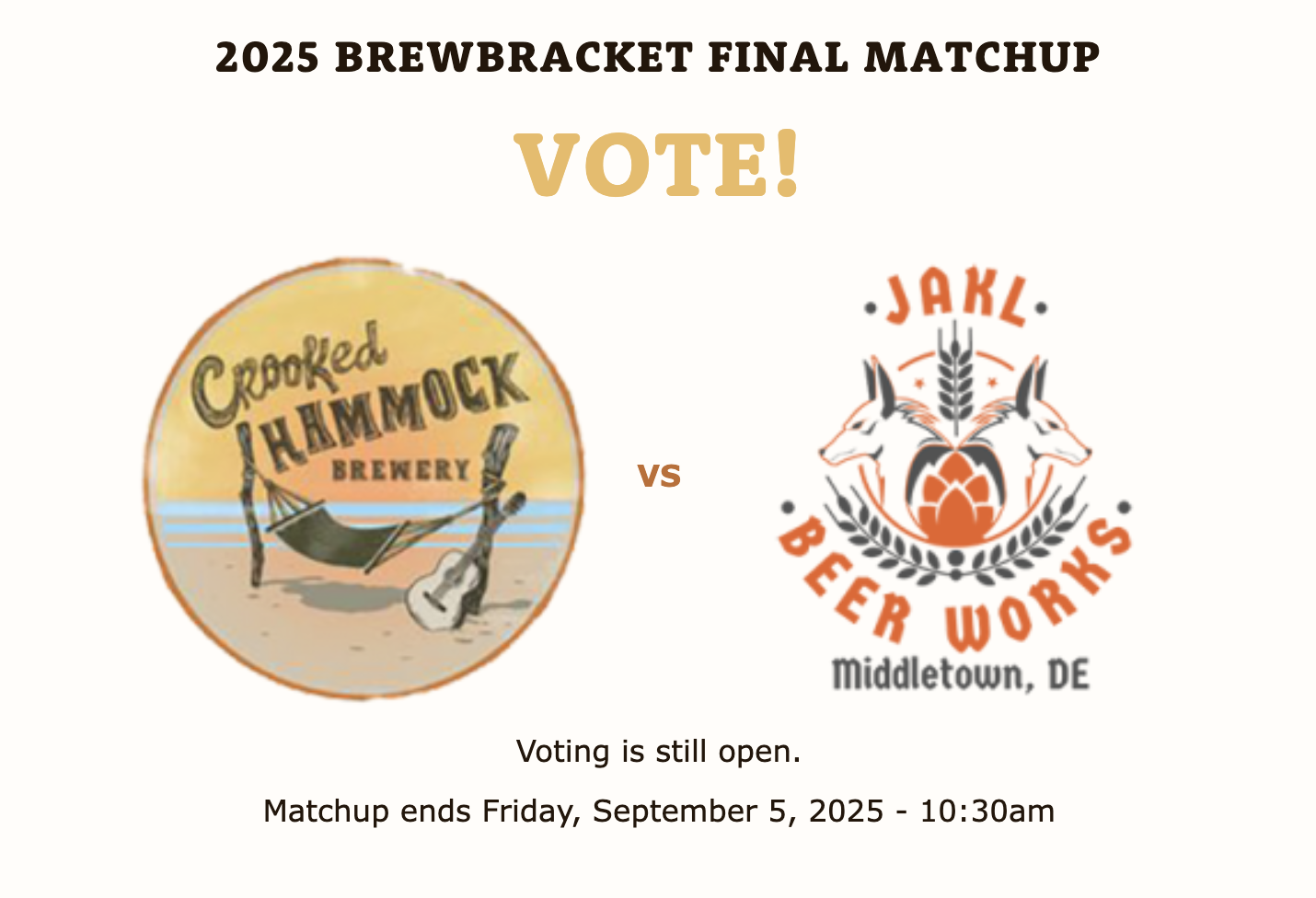 Crooked Hammock vs Jakl in the final round of the 2025 #OdessaBrewbracket Crooked Hammock vs Jakl in the final round of the #OdessaBrewbracket