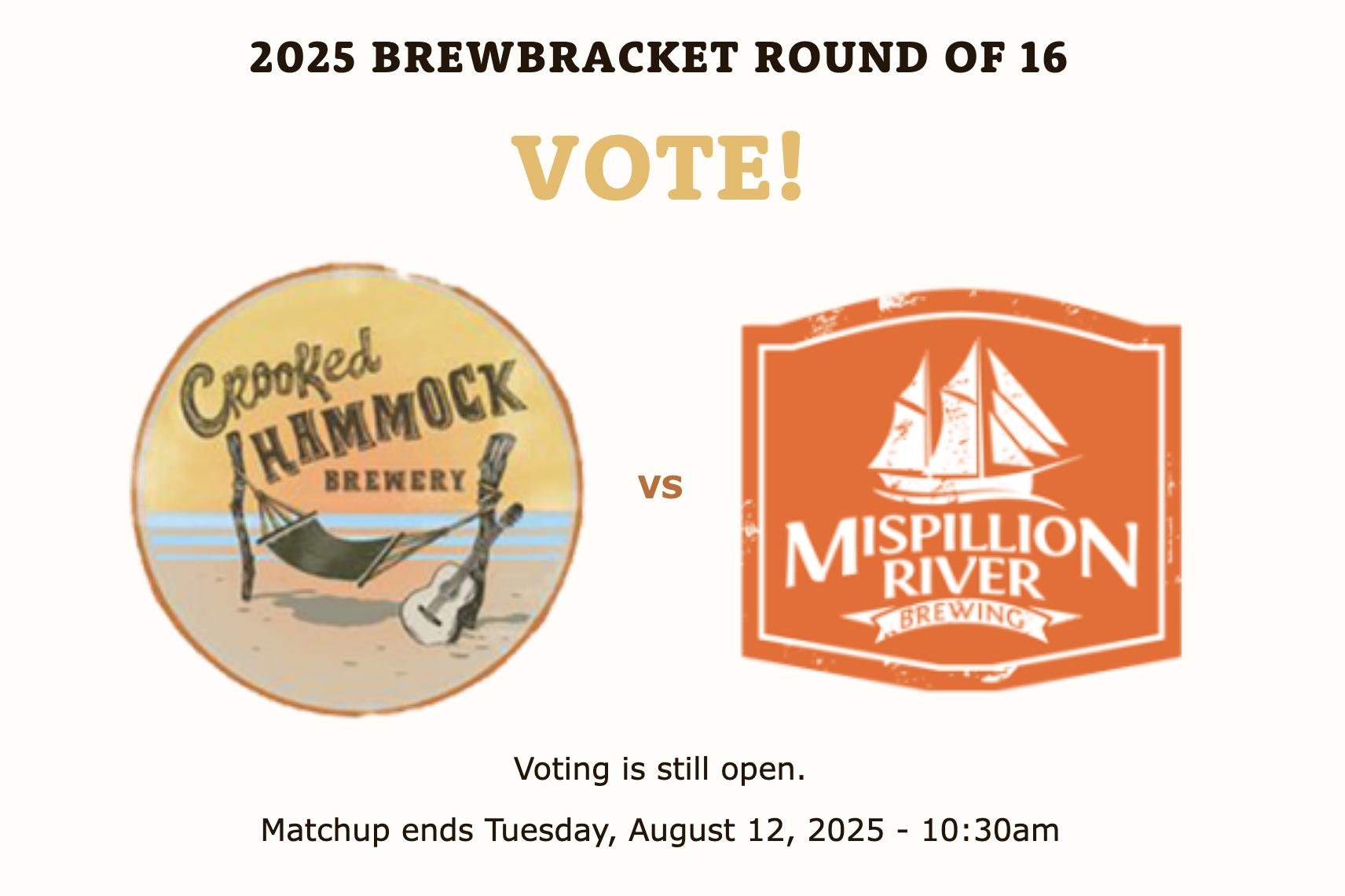 Cooked Hammock vs Mispillion in the 2025 Odessa Brewbracket round of 16 Cooked Hammock vs Mispillion in the 2025 Odessa Brewbracket round of 16
