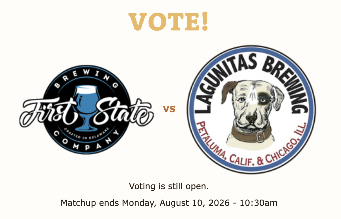 First State Brewing co. vs Lagunitas Brewing Co. in the 1st round of the '26 #OdessaBrewbracket