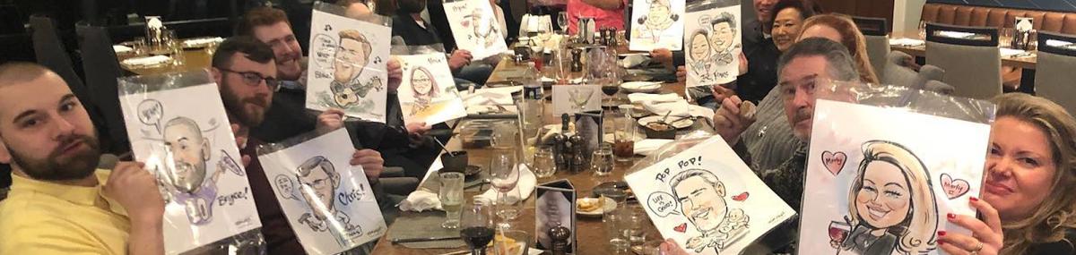 Caricatures by Rick Write & Co. group shot Caricatures by Rick Write & Co.