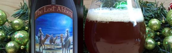 The Lost Abbey holiday beer Gift of the Magi beer bottle and glass