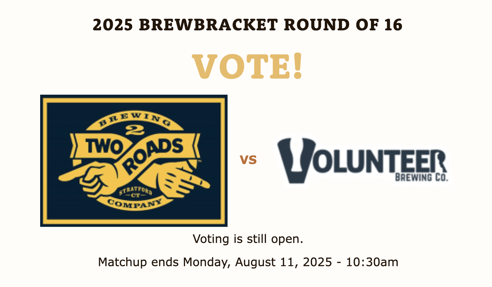 Two Roads vs Volunteer in the Sweet Sixteen of the 2025 Odessa Brewbracket Two Roads vs Volunteer in the Sweet Sixteen of the 2025 Odessa Brewbracket